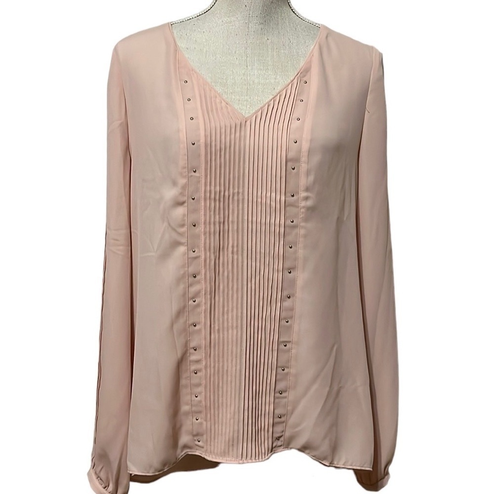 WHBM long sleeve pink blouse, sz 8